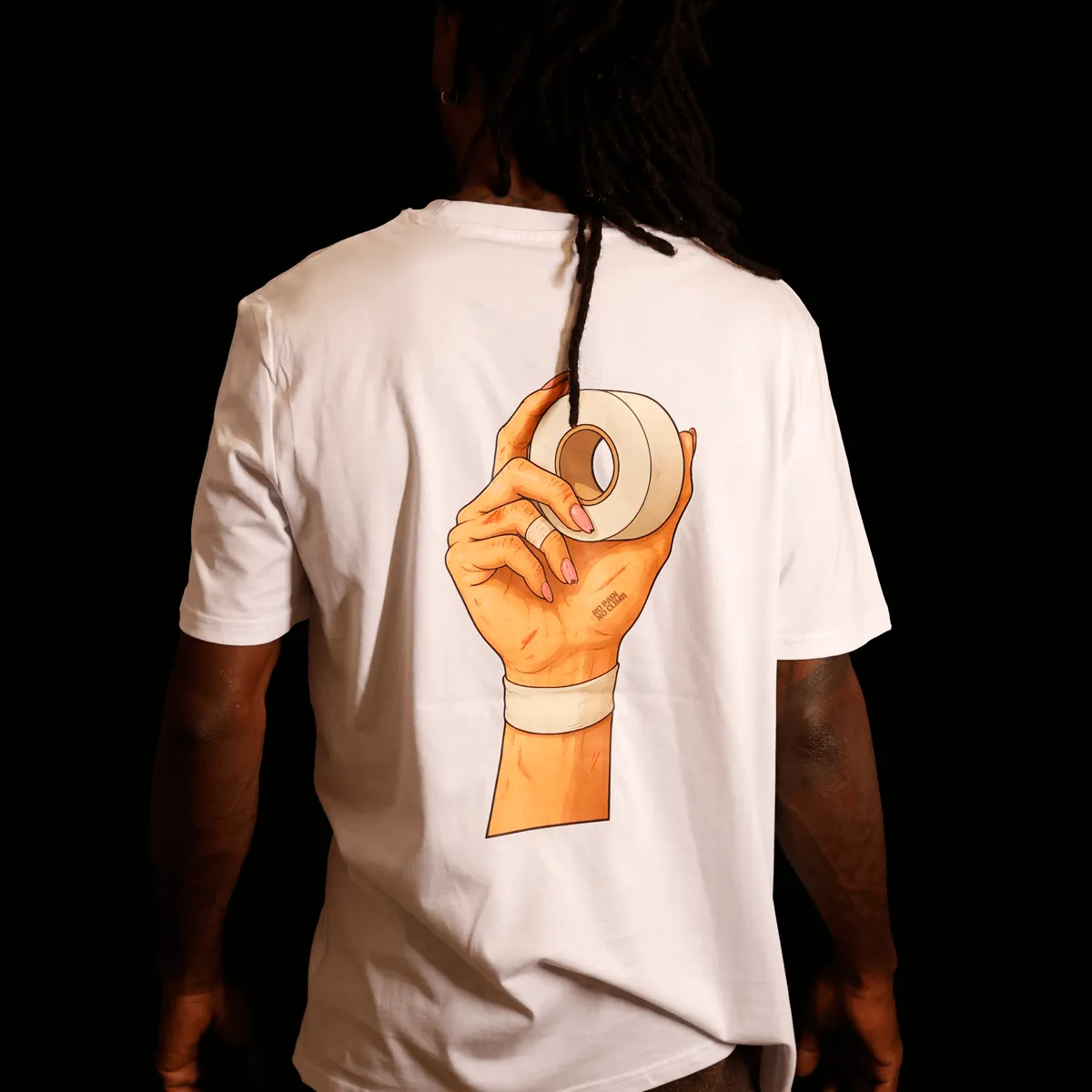 White Climb Like A Girl t-shirt, taped-hand back print